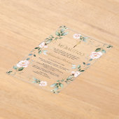 Invitations En Acrylique Greenery Pink Floral Spanish Mi Bautizo Baptism (Poser)
