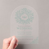 Invitations En Acrylique Grille monographique en feuilles vertes (In situ (ordinateur de poche))