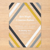 Invitations En Acrylique Gris jaune Diamant Gris Mariage moderne (Recto)