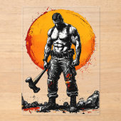 Invitations En Acrylique guerrier barbare médiéval imaginaire hummer force (Recto)