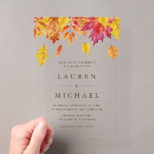 Invitations En Acrylique Guirlande de feuilles rustiques tombantes Mariage