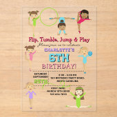 Invitations En Acrylique Gymnastique Enfants Fille Anniversaire Thème de fê (Recto)