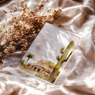 Invitations En Acrylique Hacienda du désert style Mariage