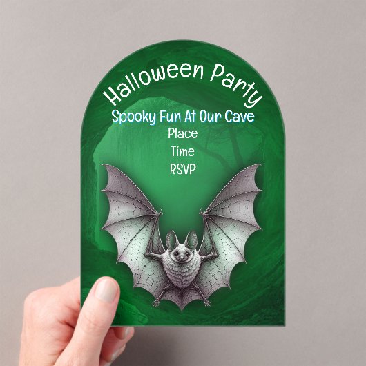 Invitations En Acrylique Halloween éffrayant blanc chauve briller grotte ve (In situ (ordinateur de poche))
