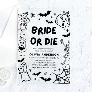 Invitations En Acrylique Halloween squelette Fête des mariées fantôme