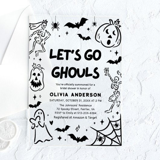 Invitations En Acrylique Halloween squelette Fête des mariées fantôme