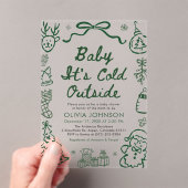 Invitations En Acrylique Hand Drawn Baby It's Cold Outside Baby Shower (In situ (ordinateur de poche))