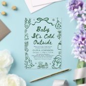 Invitations En Acrylique Hand Drawn Baby It's Cold Outside Baby Shower (Insitu (Mariage))