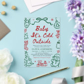 Invitations En Acrylique Hand Drawn Baby It's Cold Outside Baby Shower (Insitu (Mariage))