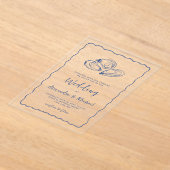 Invitations En Acrylique Hand Drawn Oysters Coastal Navy Blue Wedding (Poser)