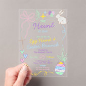 Invitations En Acrylique Hand Drawn Whimsical Doodles Easter Party (In situ (ordinateur de poche))