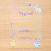 Invitations En Acrylique Hand Drawn Whimsical Doodles Easter Party (Recto)