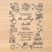 Invitations En Acrylique Hand Drawn Whimsical Wedding (Recto)