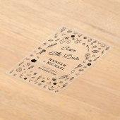 Invitations En Acrylique Hand Written Drawn Sketch Flowers Wedding (Poser)