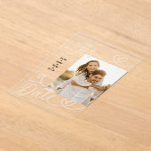 Invitations En Acrylique Handwritten Simple Heart It's A Date Photo Wedding (Poser)