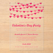 Invitations En Acrylique Hanging String Love Hearts Saint-Valentin (Recto)