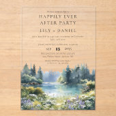 Invitations En Acrylique Happily Ever After Forest Lakeside Floral Wedding (Recto)