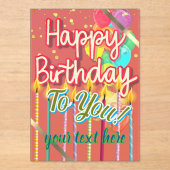 Invitations En Acrylique Happy Birthday  (Recto)