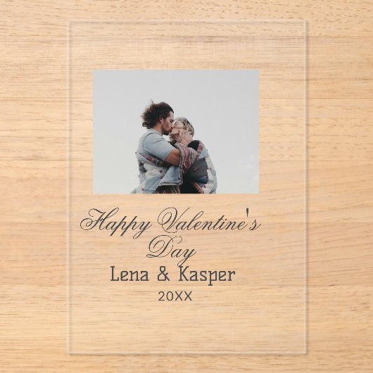 Invitations En Acrylique Happy Valentine's day couple photo modern simple t (Recto)