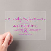 Invitations En Acrylique Heart Calligraphy Minimalist Pink Baby Shower (In situ (ordinateur de poche))