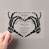 Invitations En Acrylique Heart Shaped Skeleton Hands Creepy Goth Wedding (In situ (ordinateur de poche))