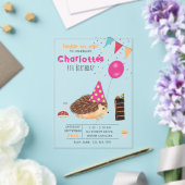 Invitations En Acrylique Hedgehog Mushroom Woodland Forest Balloon Birthday (Insitu (Mariage))