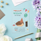 Invitations En Acrylique Hedgehog Mushroom Woodland Forest Balloon Birthday (Insitu (Mariage))