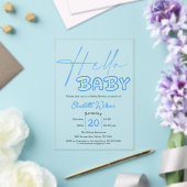 Invitations En Acrylique Hello Baby Elegant Baby shower bleu (Insitu (Mariage))