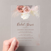 Invitations En Acrylique Herbe des Pampas Bohème Fête de Mariage en Terre C (In situ (ordinateur de poche))