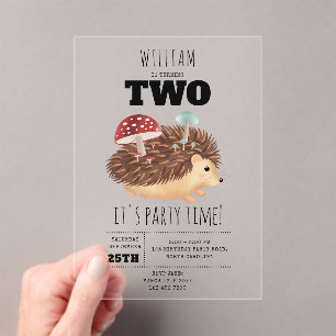 Invitations En Acrylique Hérisson Champignon Bois Forêt Anniversaire Drôle