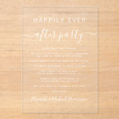 Invitations En Acrylique Heureusement Jamais Après La Réception De Mariage  (Recto)