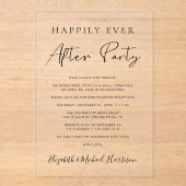 Invitations En Acrylique Heureusement Jamais Après La Réception De Mariage  (Recto)
