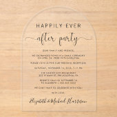 Invitations En Acrylique Heureusement Jamais Après La Réception De Mariage  (Recto)