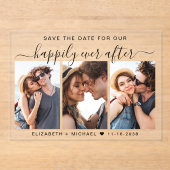 Invitations En Acrylique Heureusement Jamais Après Mariage Photo Enregistre (Recto)