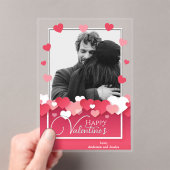 Invitations En Acrylique Heureux Valentine's Photo Red Pink Hearts (In situ (ordinateur de poche))