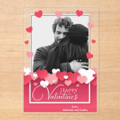 Invitations En Acrylique Heureux Valentine's Photo Red Pink Hearts (Recto)