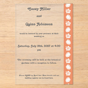 Invitations En Acrylique Hibiscus Tropical dans Mariage Acrylique de Corail