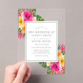 Invitations En Acrylique Hibiscus tropical Palm Feuille Mariage (In situ (ordinateur de poche))