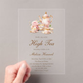 Invitations En Acrylique High Tea Pastel Gold Bridal Shower (In situ (ordinateur de poche))