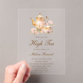 Invitations En Acrylique High Tea Pastel Gold Bridal Shower (In situ (ordinateur de poche))