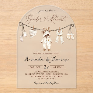 Invitations En Acrylique Hiver Boho Clothesline Révélation de genre