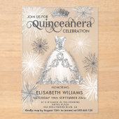 Invitations En Acrylique Hiver merveilleux Snowflakes tiara Quinceañera (Recto)