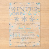 Invitations En Acrylique Hiver ONE derland 1er anniversaire (Recto)