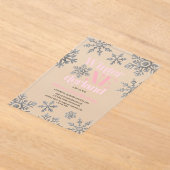 Invitations En Acrylique Hiver Onederland Pink Silver Snowflake Anniversair (Poser)