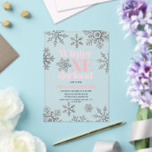 Invitations En Acrylique Hiver Onederland Pink Silver Snowflake Anniversair (Insitu (Mariage))
