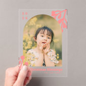 Invitations En Acrylique Holly Berries Arch Photo Pink Christmas (In situ (ordinateur de poche))