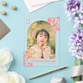 Invitations En Acrylique Holly Berries Arch Photo Pink Christmas (Insitu (Mariage))