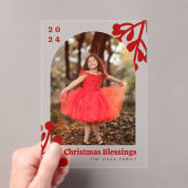 Invitations En Acrylique Holly Berries Arch Photo Rouge Noël (In situ (ordinateur de poche))