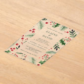 Invitations En Acrylique Holly Berries Noël Mariage d'hiver (Poser)