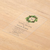 Invitations En Acrylique Holly Berries Wreath Monogramme Mariage hivernal (Poser)